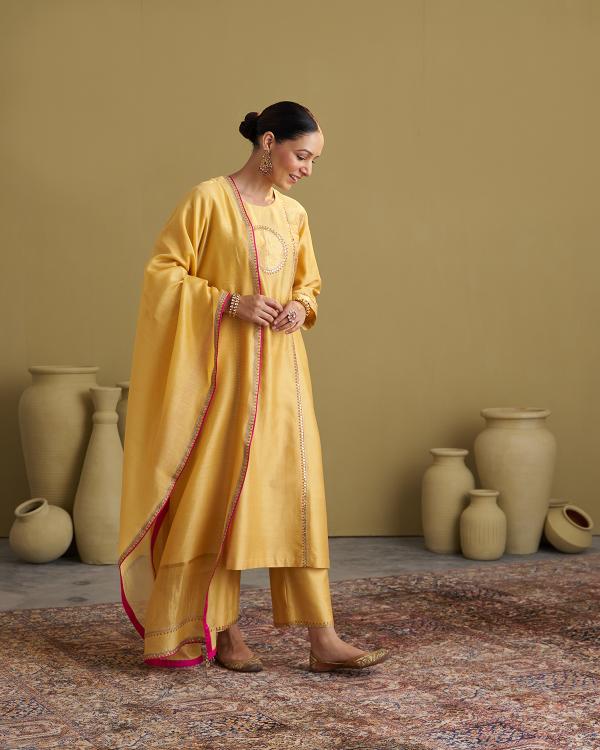 Yellow Silk Chanderi & Banarasi Set