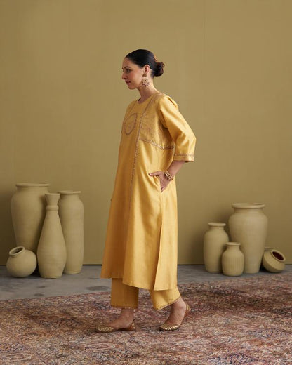 Yellow Silk Chanderi & Banarasi Set