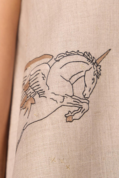 Maarah Beige Linen Halter Top