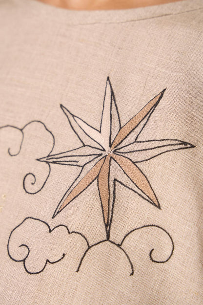 Maarah Beige Linen Halter Top