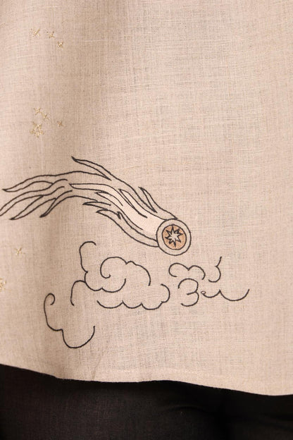 Maarah Beige Linen Halter Top