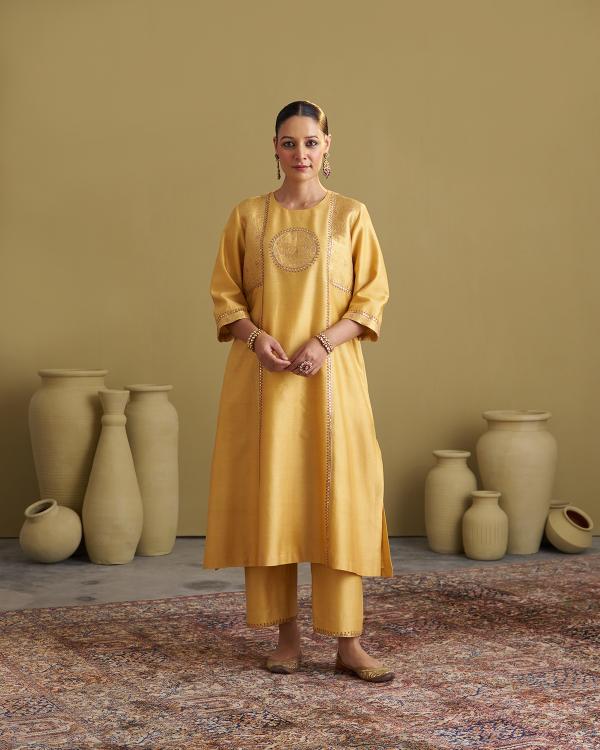 Yellow Silk Chanderi & Banarasi Set