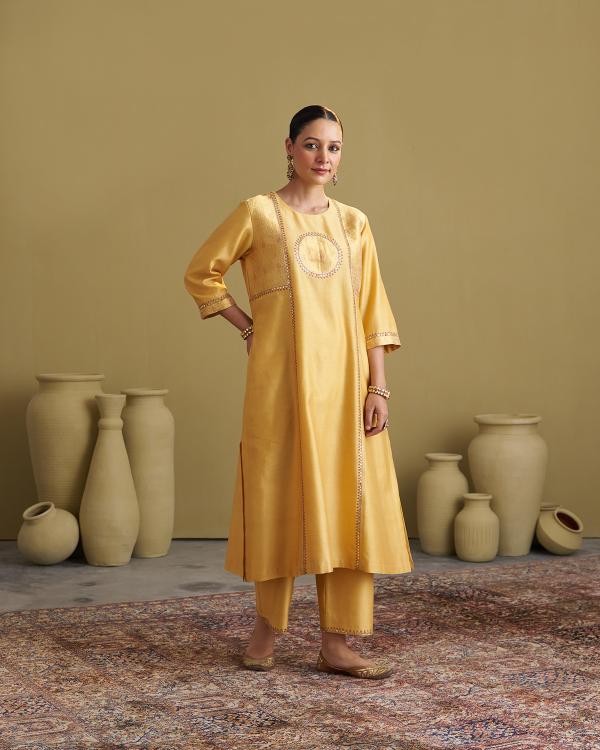 Yellow Silk Chanderi & Banarasi Set