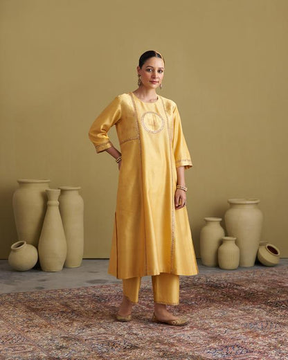 Yellow Silk Chanderi & Banarasi Set