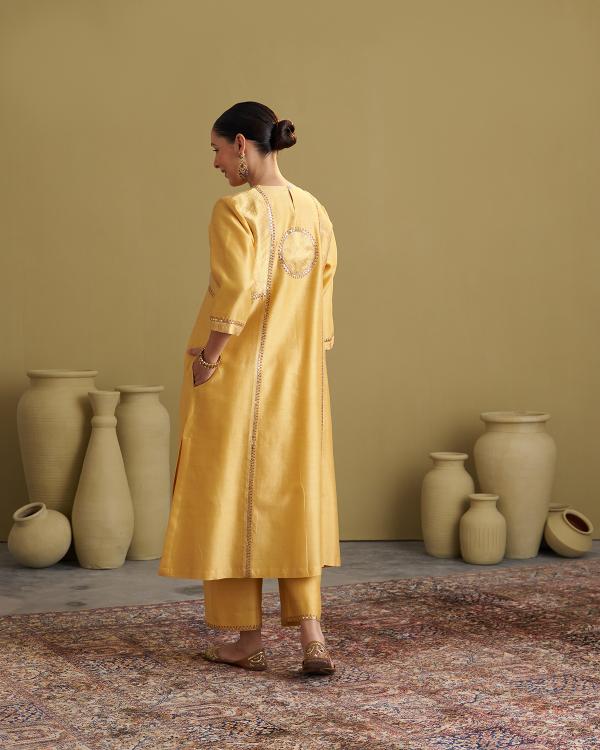 Yellow Silk Chanderi & Banarasi Set