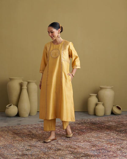 Yellow Silk Chanderi & Banarasi Set