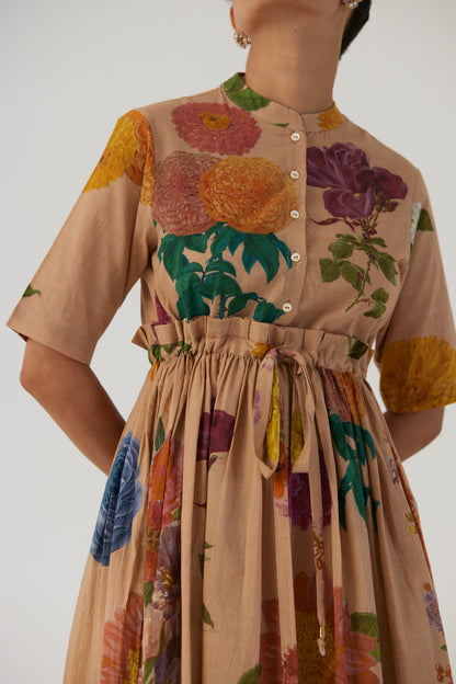 Vintage Garden Gathered Dress