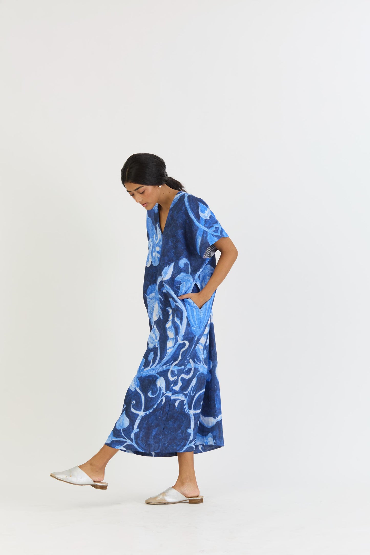 Bilberry Linen Kaftan Dress