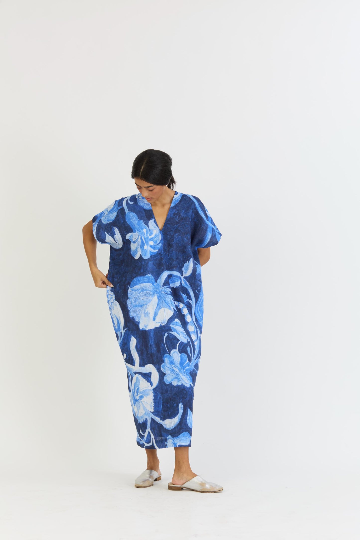 Bilberry Linen Kaftan Dress