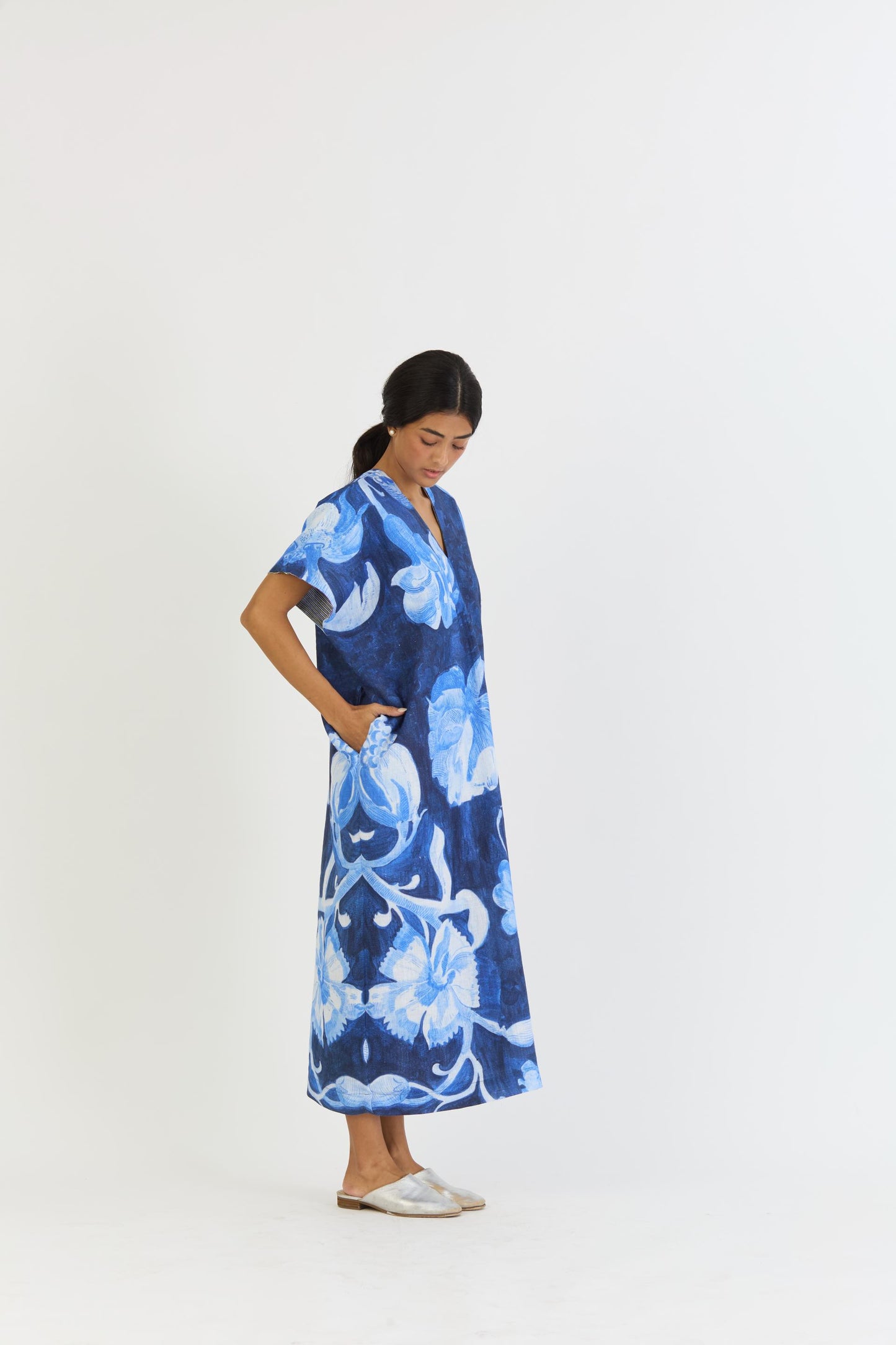 Bilberry Linen Kaftan Dress