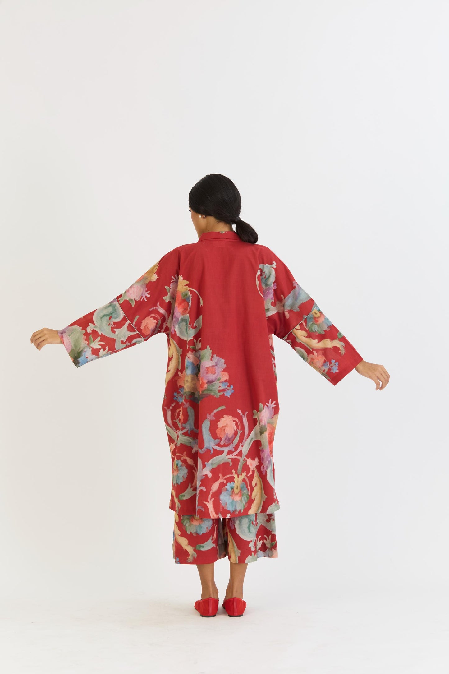 Cranberry Cotton Kaftan Set