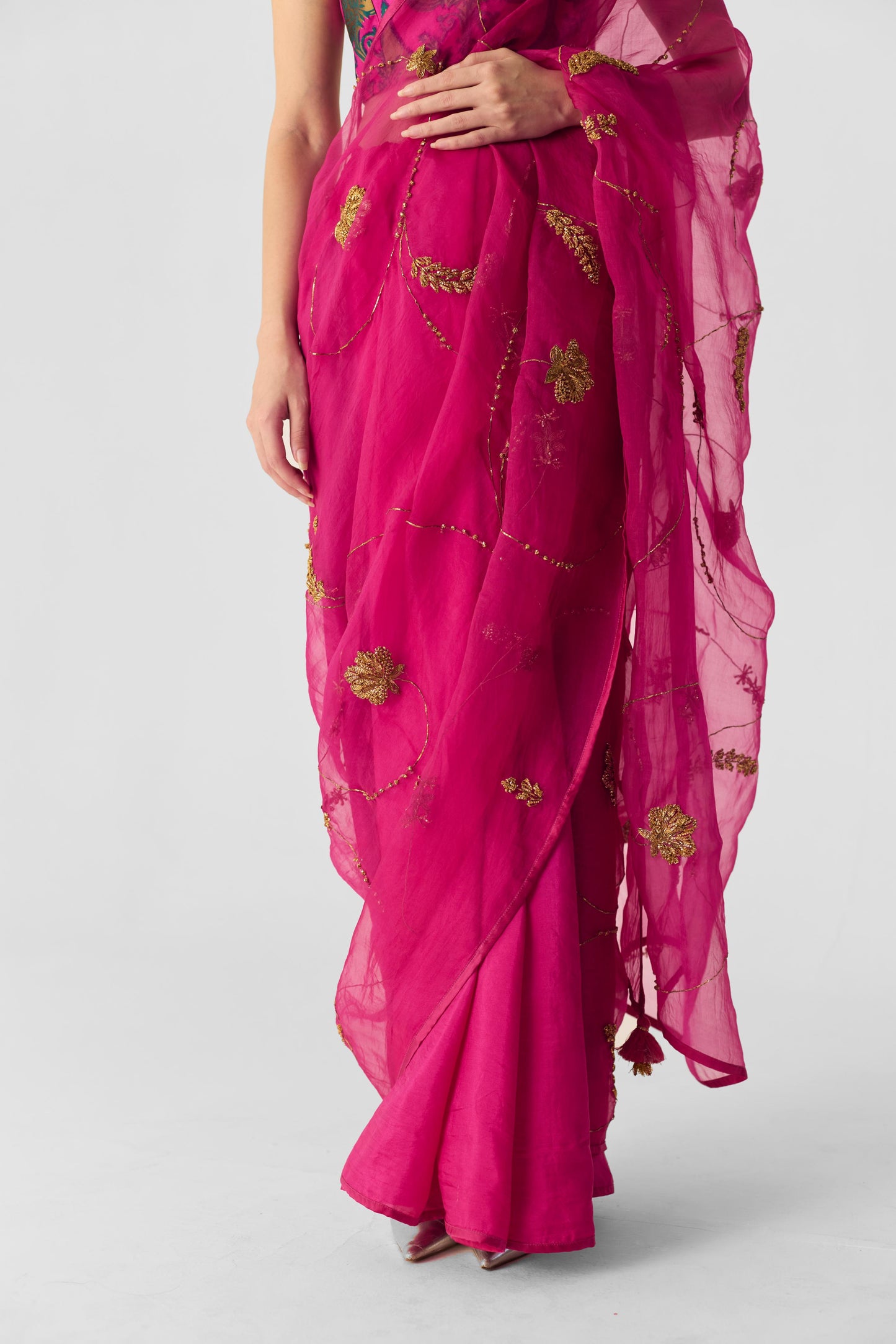 Pink Embroidered Saree