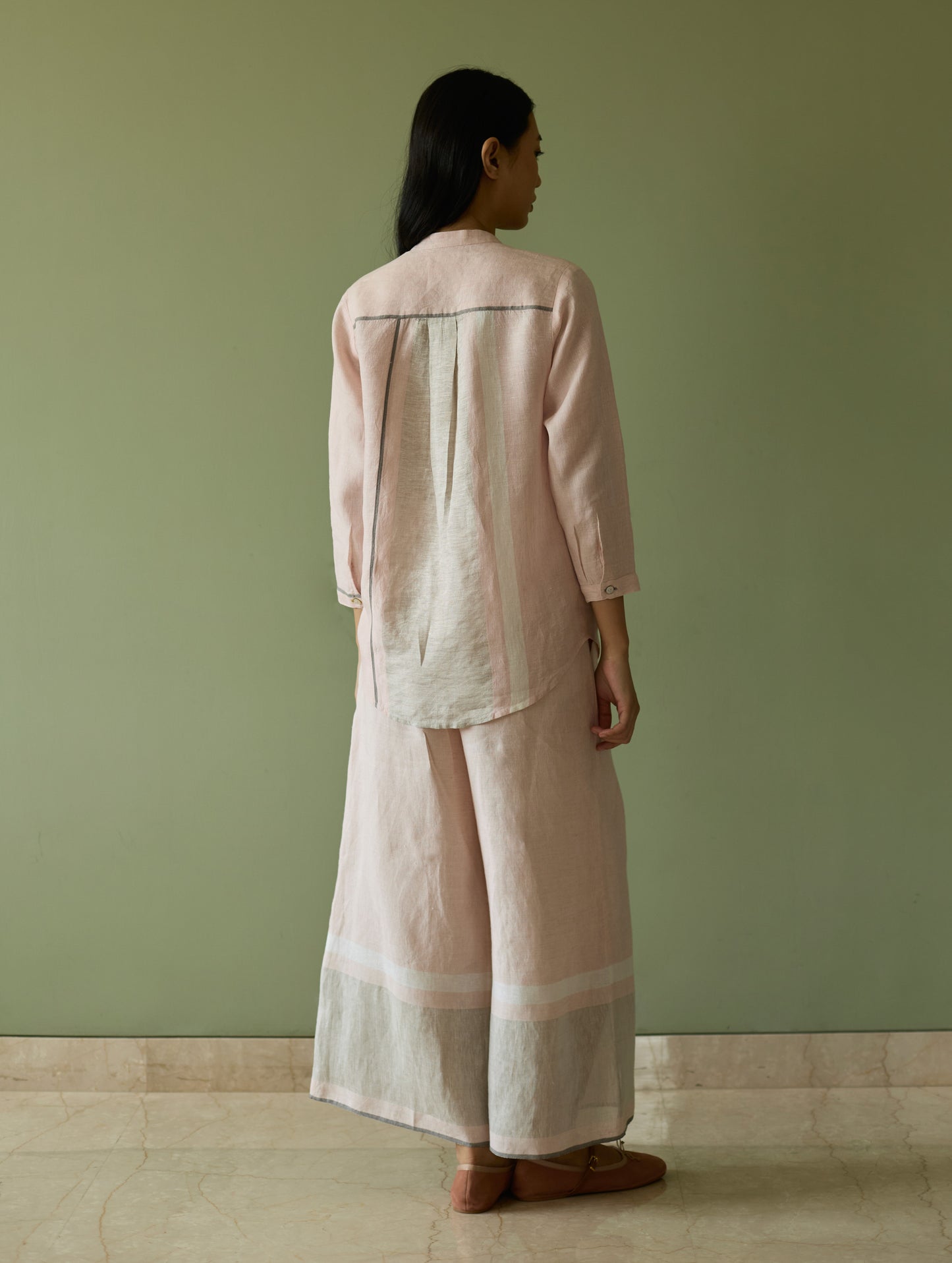 Aline Border Linen Co-ord Set - Blush