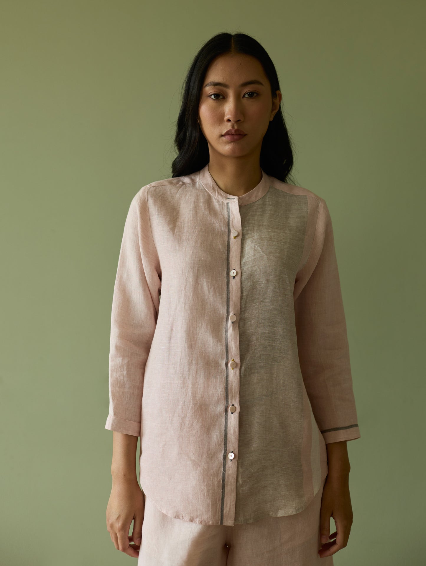 Aline Border Linen Co-ord Set - Blush