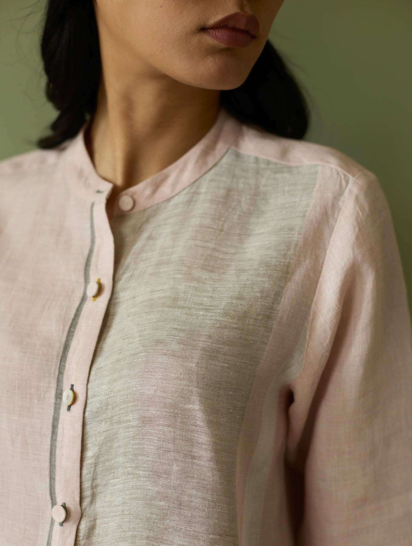 Aline Border Linen Co-ord Set - Blush