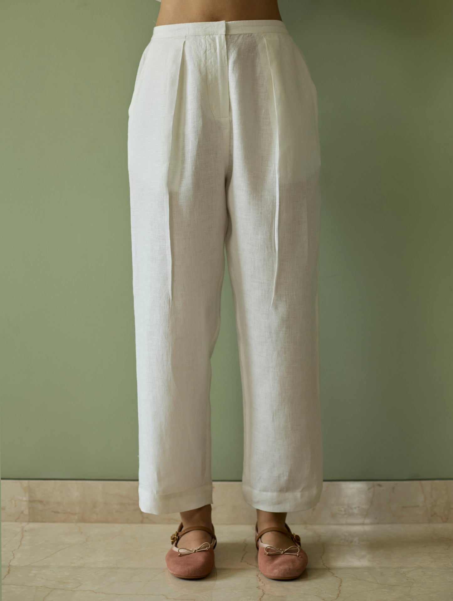 Kiera Cuban Collar Linen Co-ord Set - Ivory