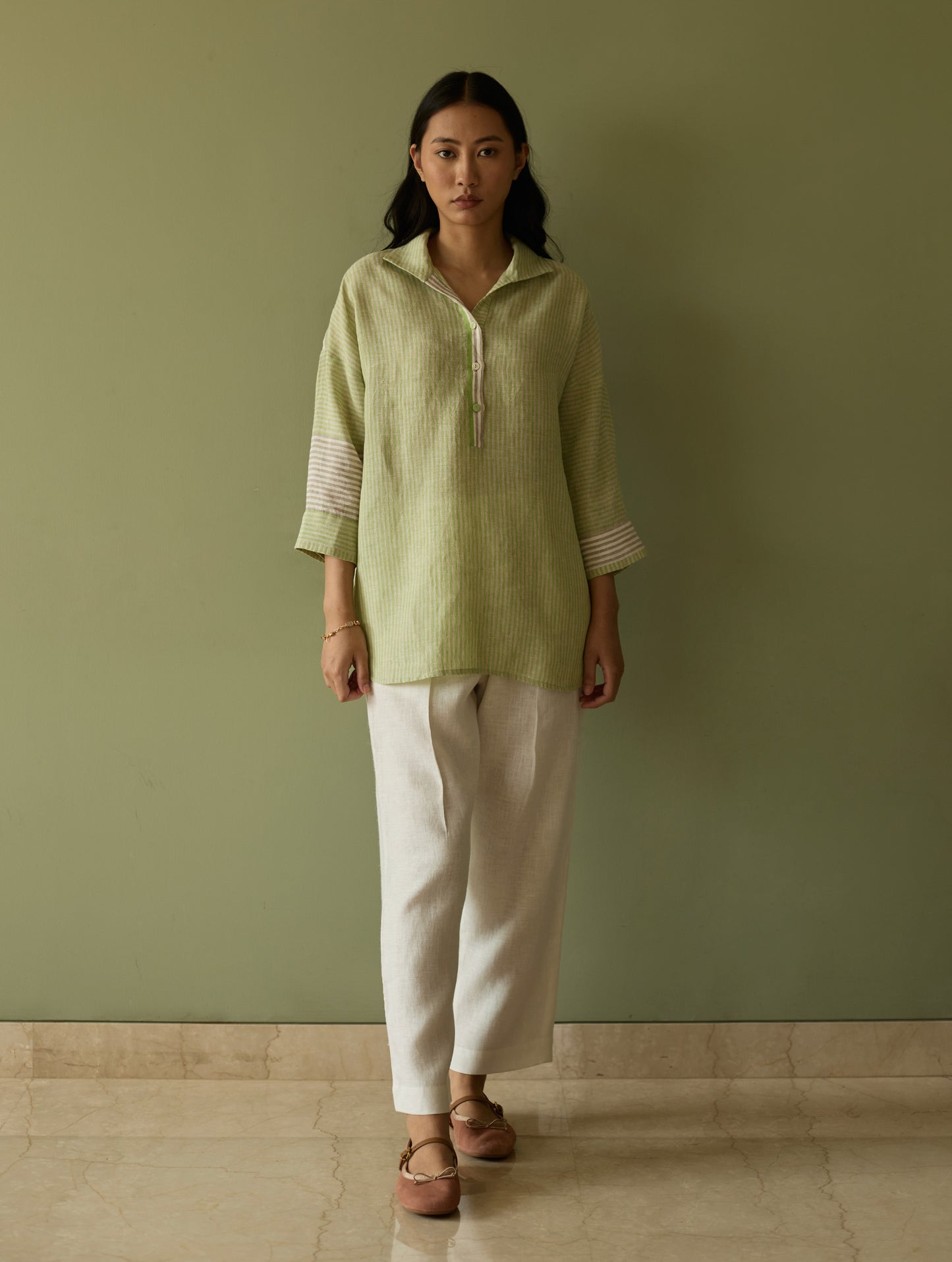 Risa Stripe Linen Co-ord Set - Meadow