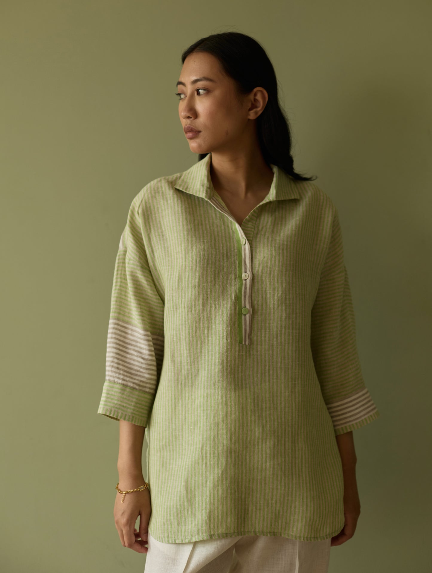 Risa Stripe Linen Co-ord Set - Meadow