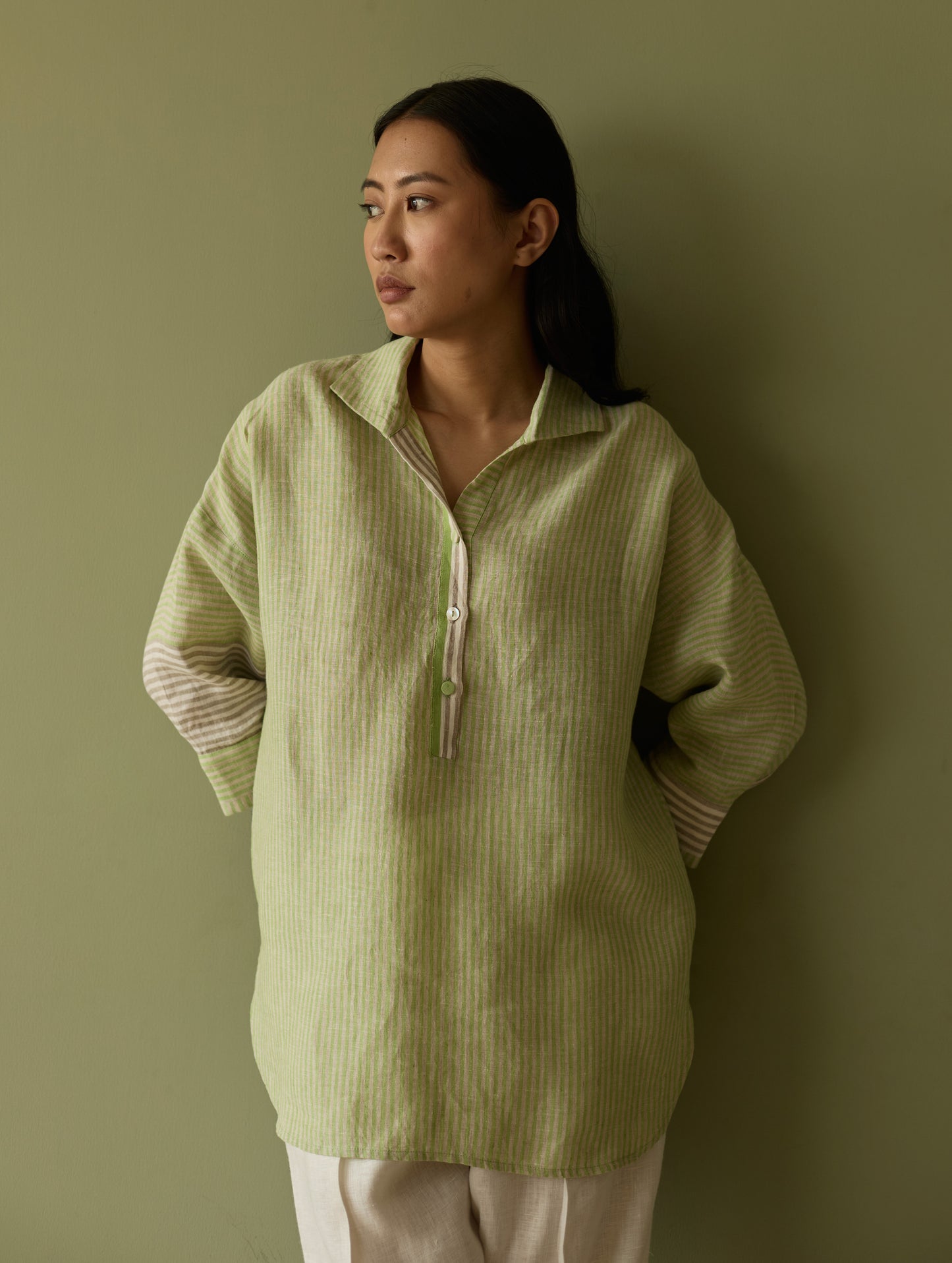 Risa Stripe Linen Co-ord Set - Meadow