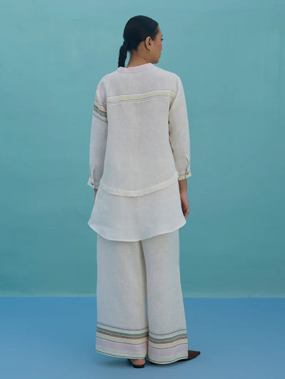 Amaya Border Linen Co-ord Set - Ivory