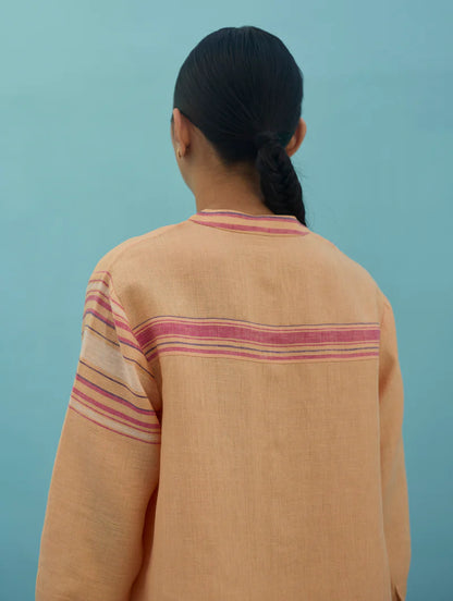 Amaya Border Linen Co-ord Set - Apricot