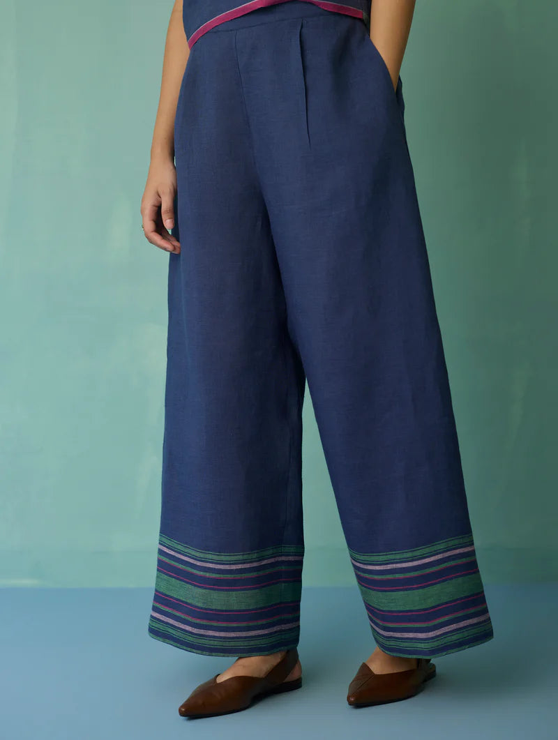 Luma Block-Printed Floral Co-ord Set - Indigo