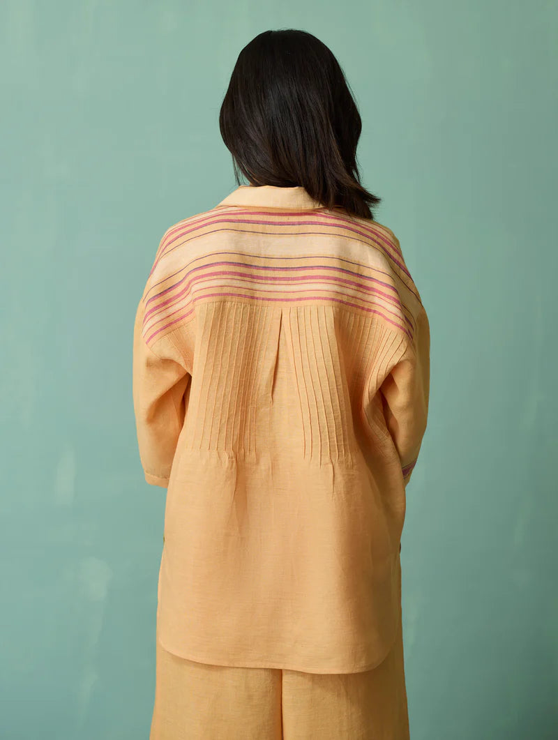 Luma Block-Printed Floral Shirt - Apricot