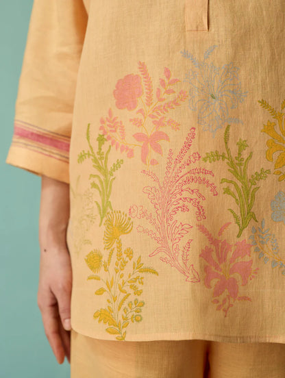 Luma Block-Printed Floral Shirt - Apricot