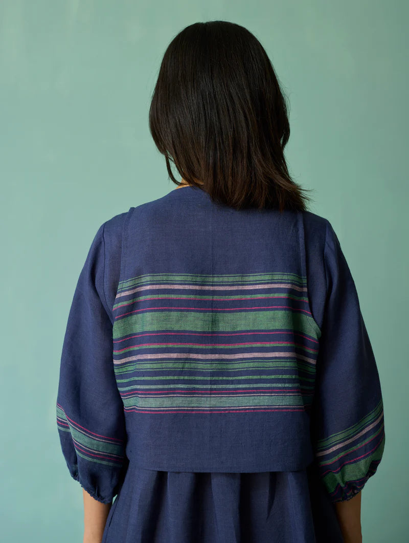 Eon Hand-Embroidered Floral Vest - Indigo