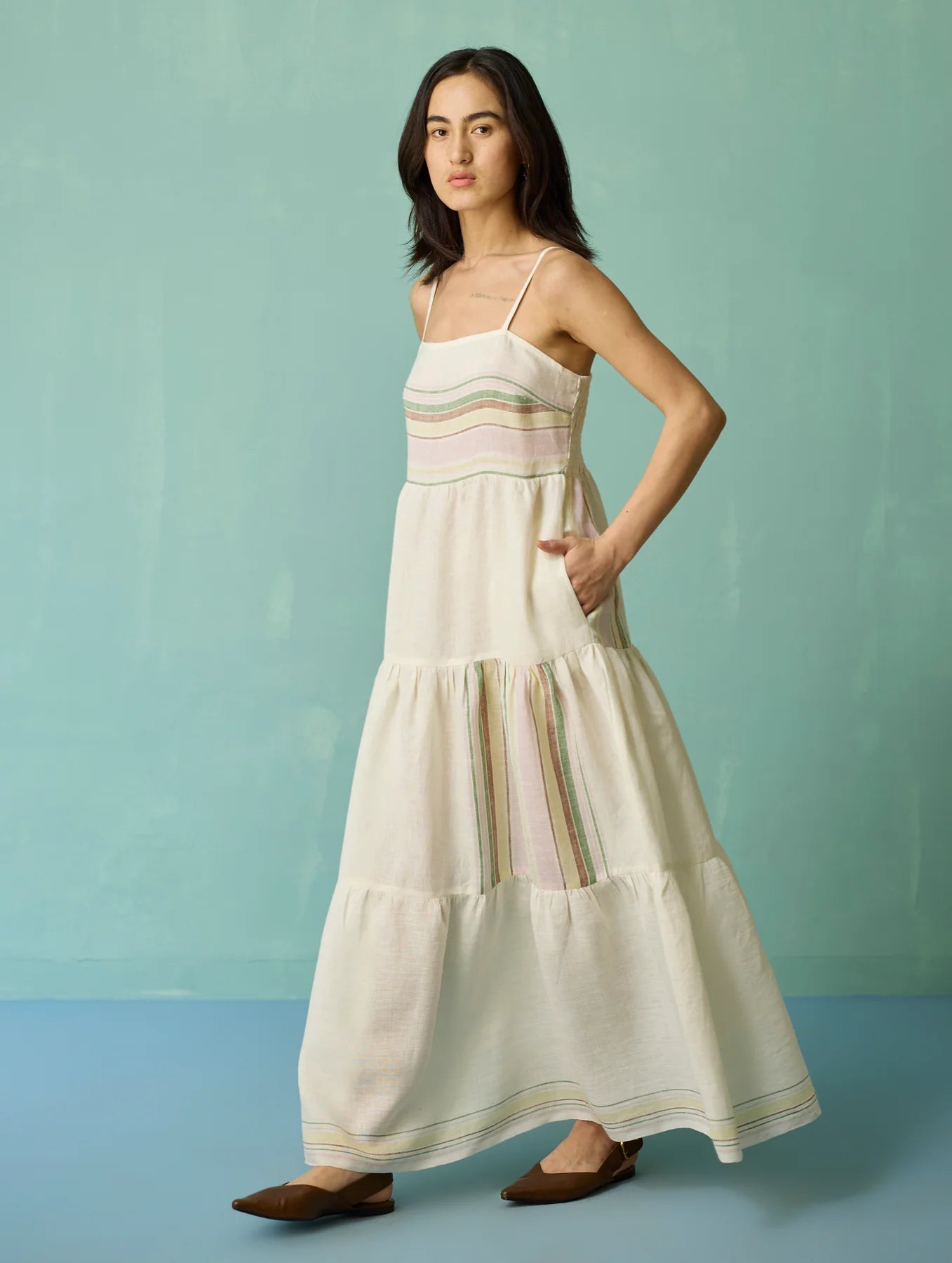 Pera Border Linen Co-ord Set - Apricot