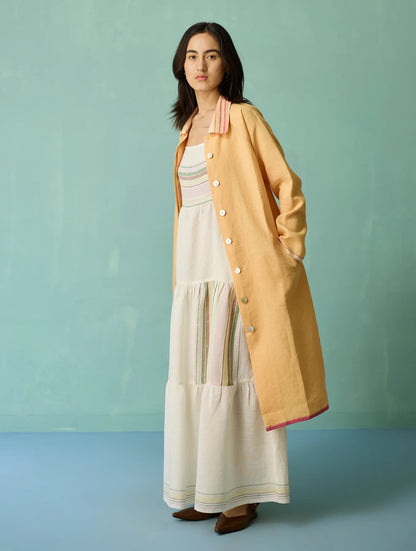 Pera Border Linen Co-ord Set - Apricot