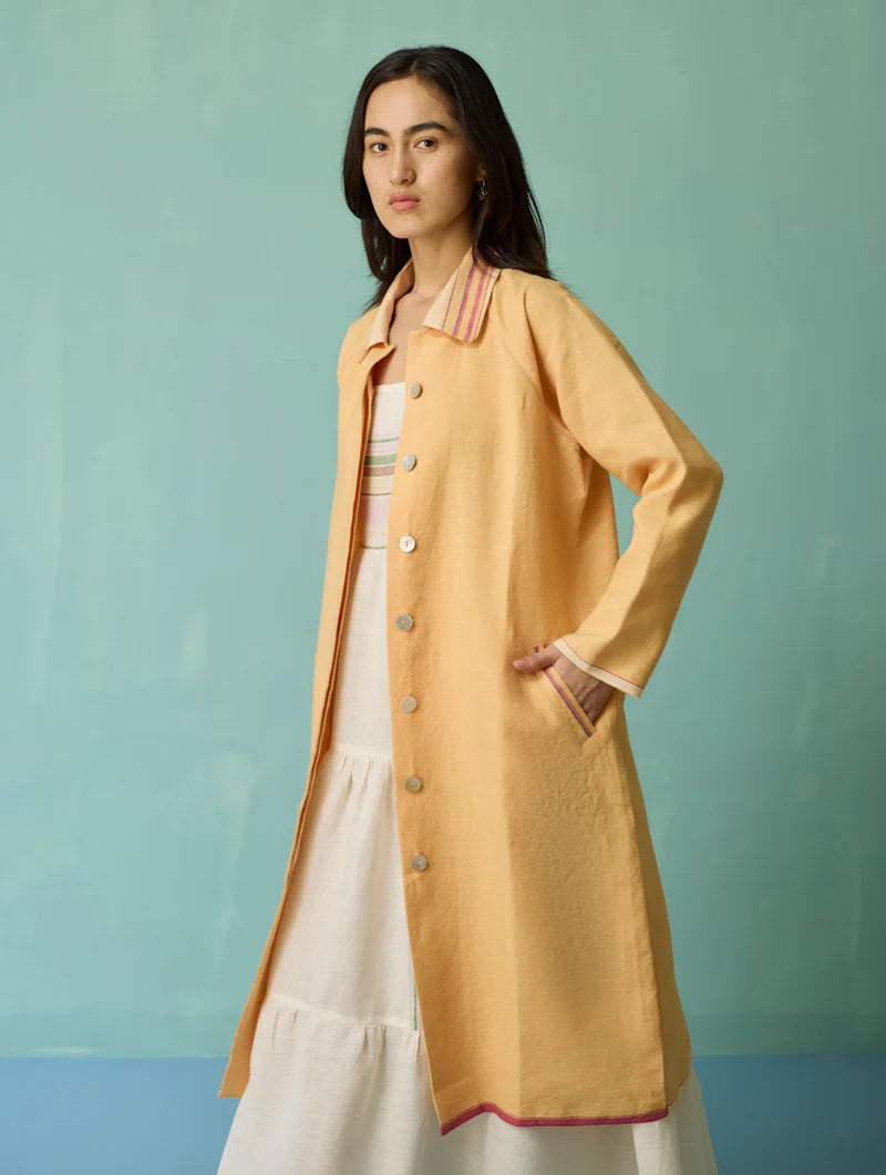 Kara Long Linen Overlay - Apricot