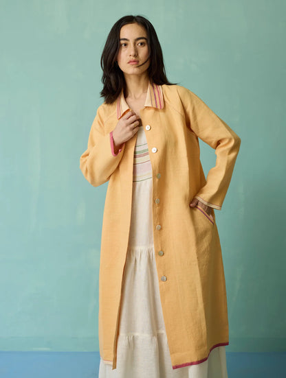 Pera Border Linen Co-ord Set - Apricot