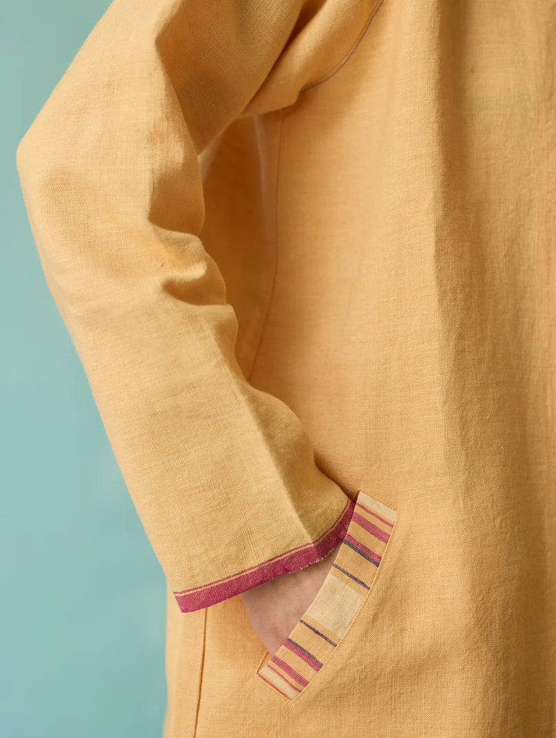Kara Long Linen Overlay - Apricot