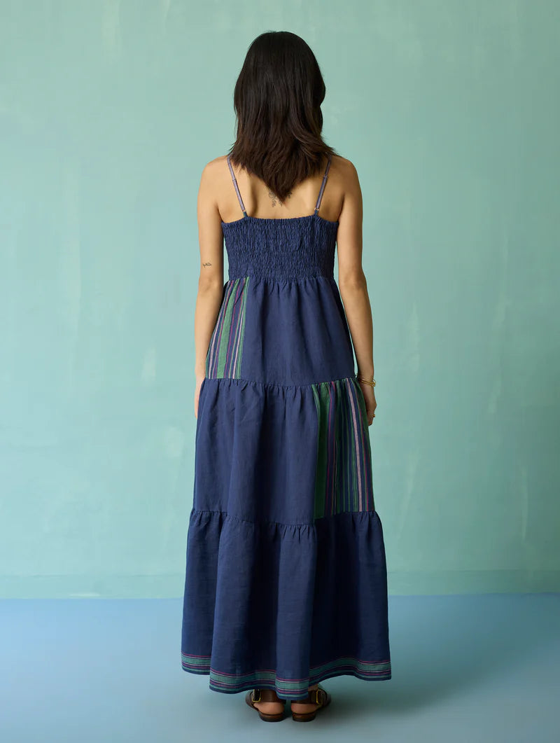 Pera Border Linen Co-ord Set - Indigo