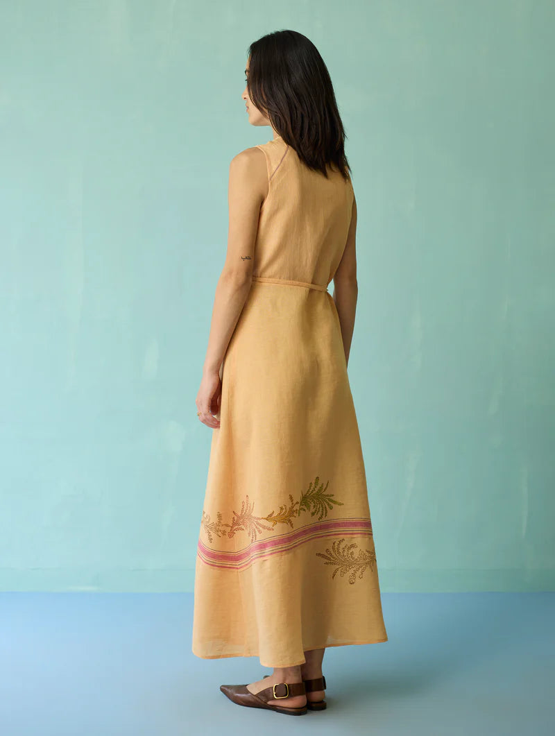 Sira Border Linen Floral Co-ord Set - Apricot