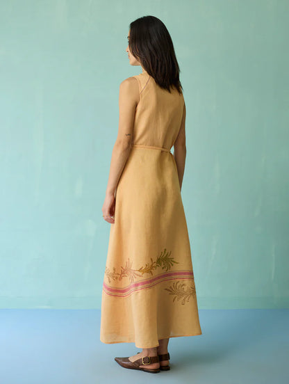 Sira Border Linen Floral Co-ord Set - Apricot