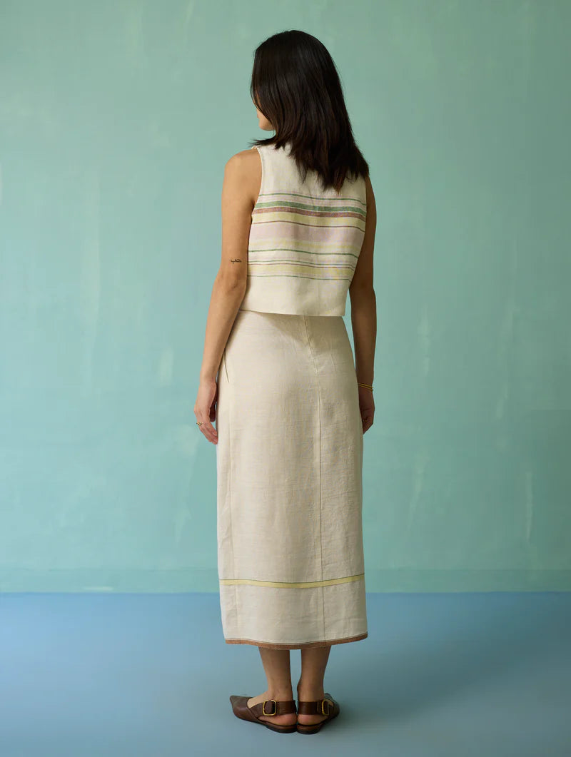 Eon Hand-Embroidered Floral Vest Co-ord Set - Ivory