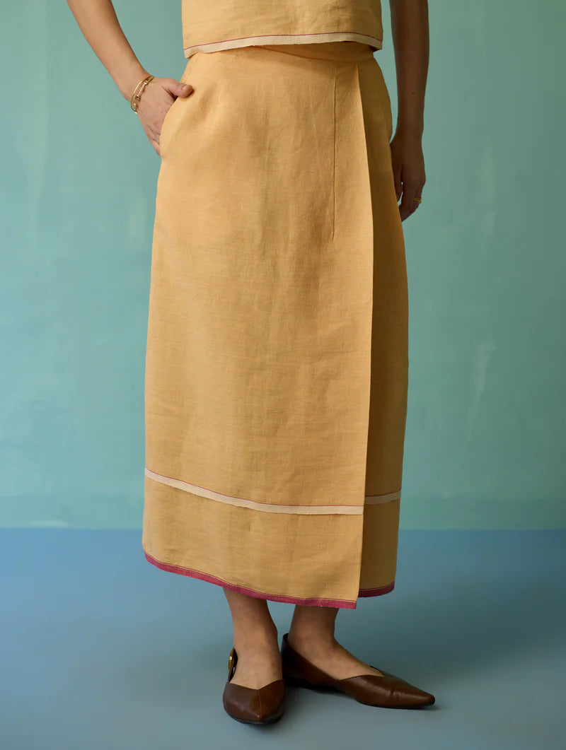 Eon Hand-Embroidered Floral Vest Co-ord Set - Apricot