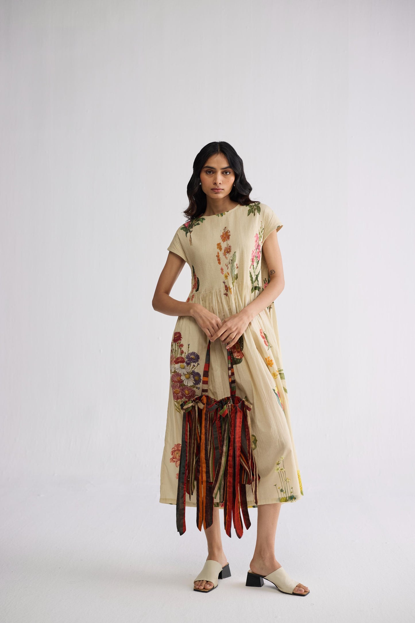 PRIMAVERA COTTON PINTUCKS DRESS