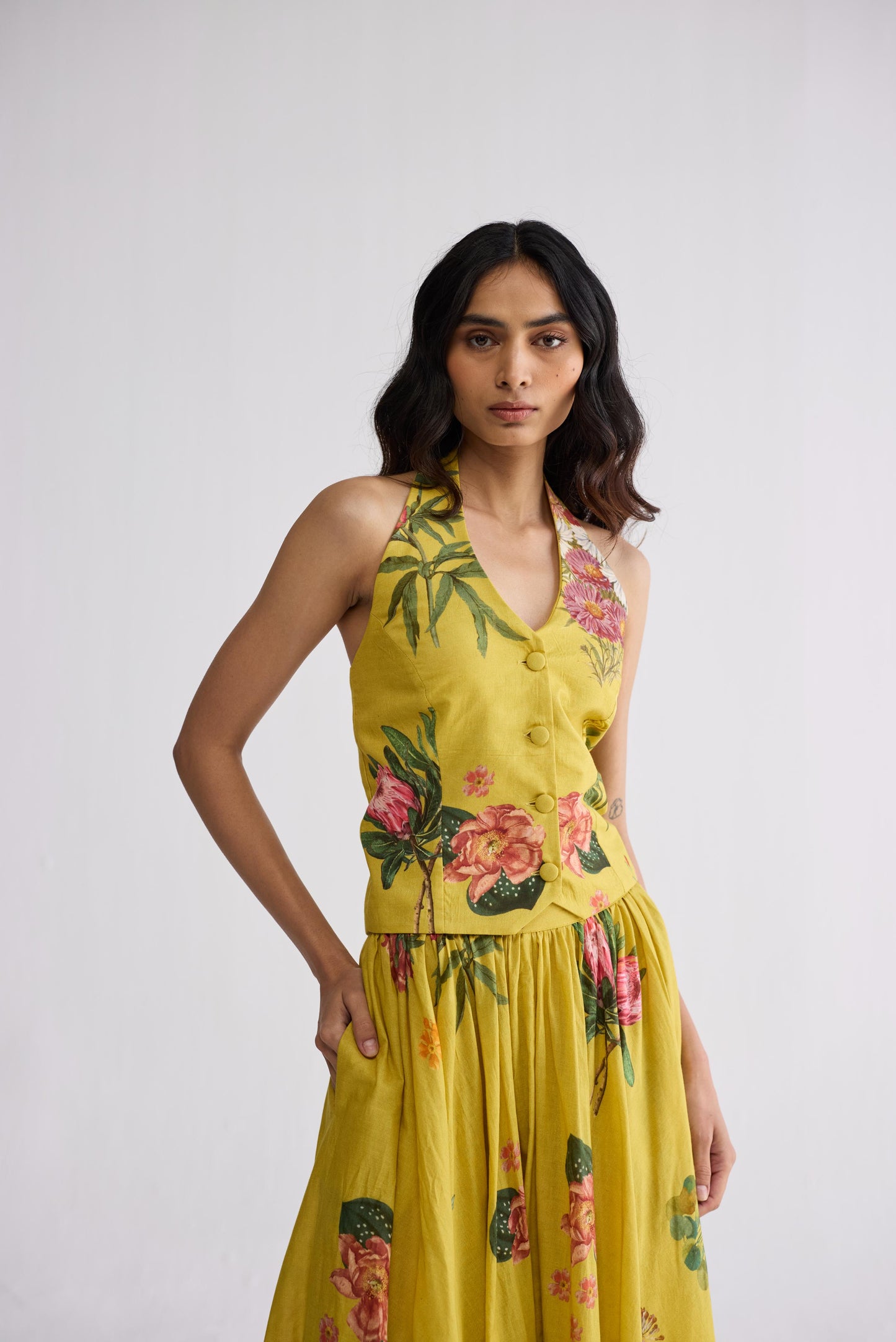ROMY HALTERNECK WAISTCOAT & SKIRT SET