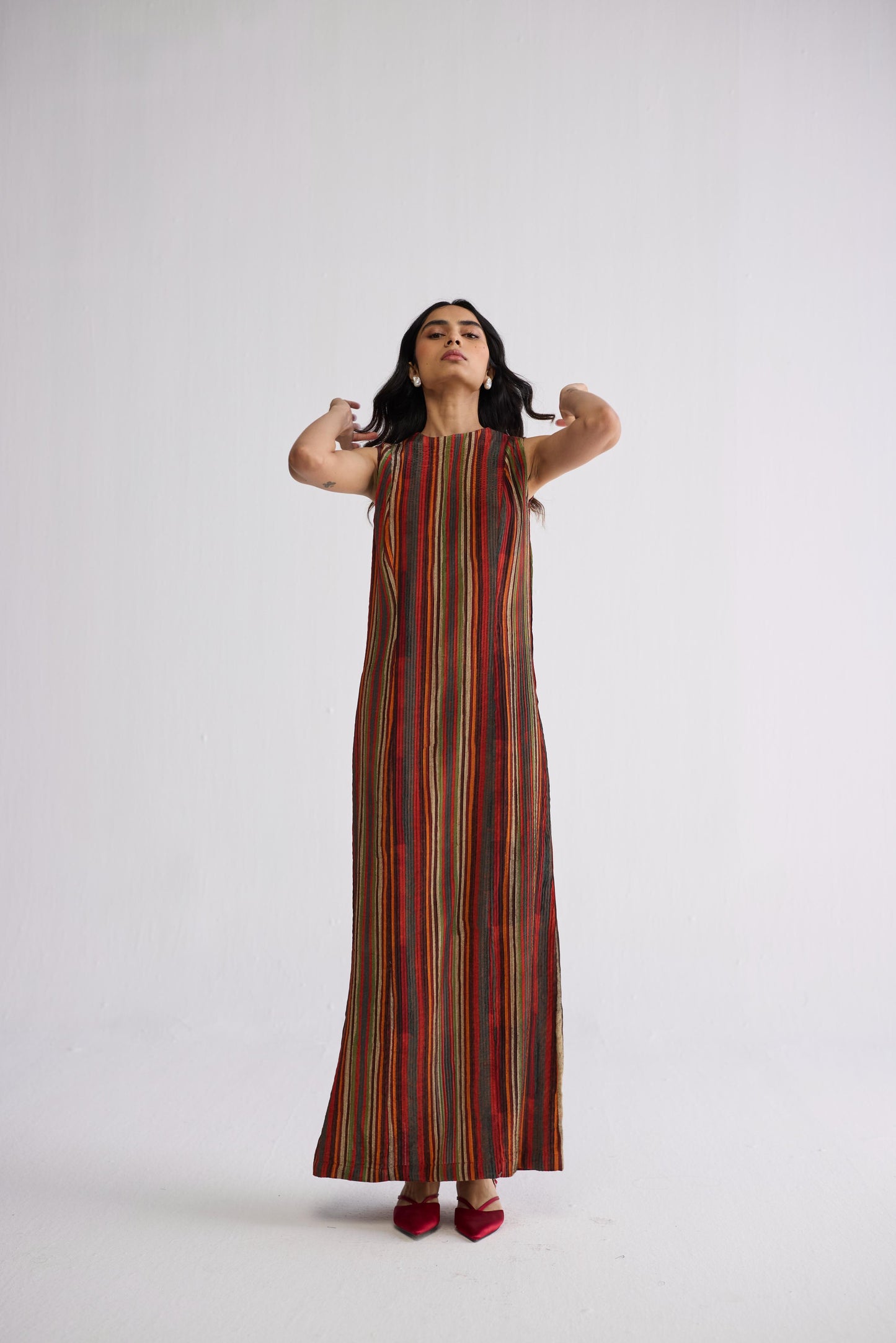 JILIAN CREPE PINTUCKS DRESS