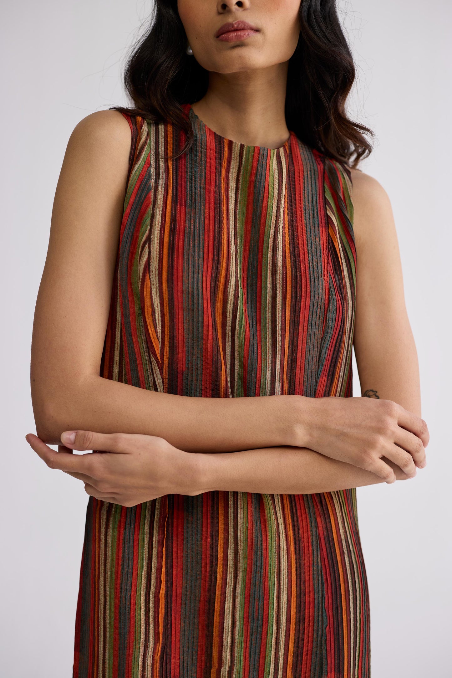 JILIAN CREPE PINTUCKS DRESS