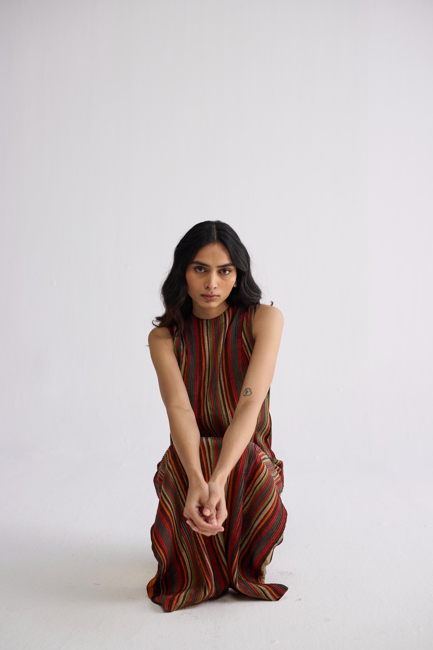 JILIAN CREPE PINTUCKS DRESS