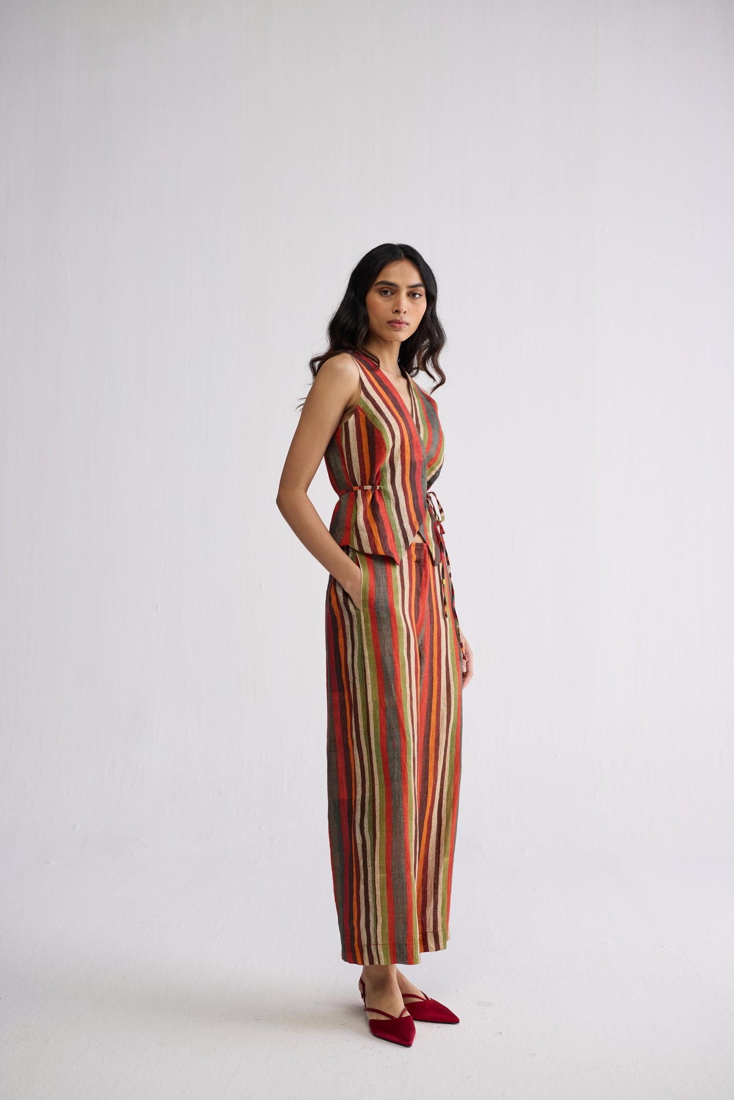 JILIAN TIE UP WAISTCOAT & PANTS SET
