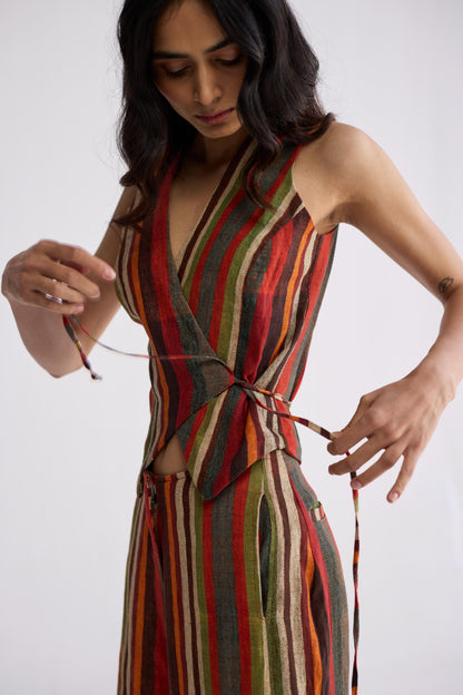 JILIAN TIE UP WAISTCOAT & PANTS SET
