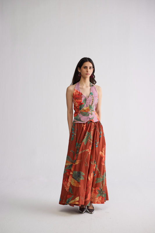 VINE & BERRY HALTERNECK WAISTCOAT & SKIRT SET