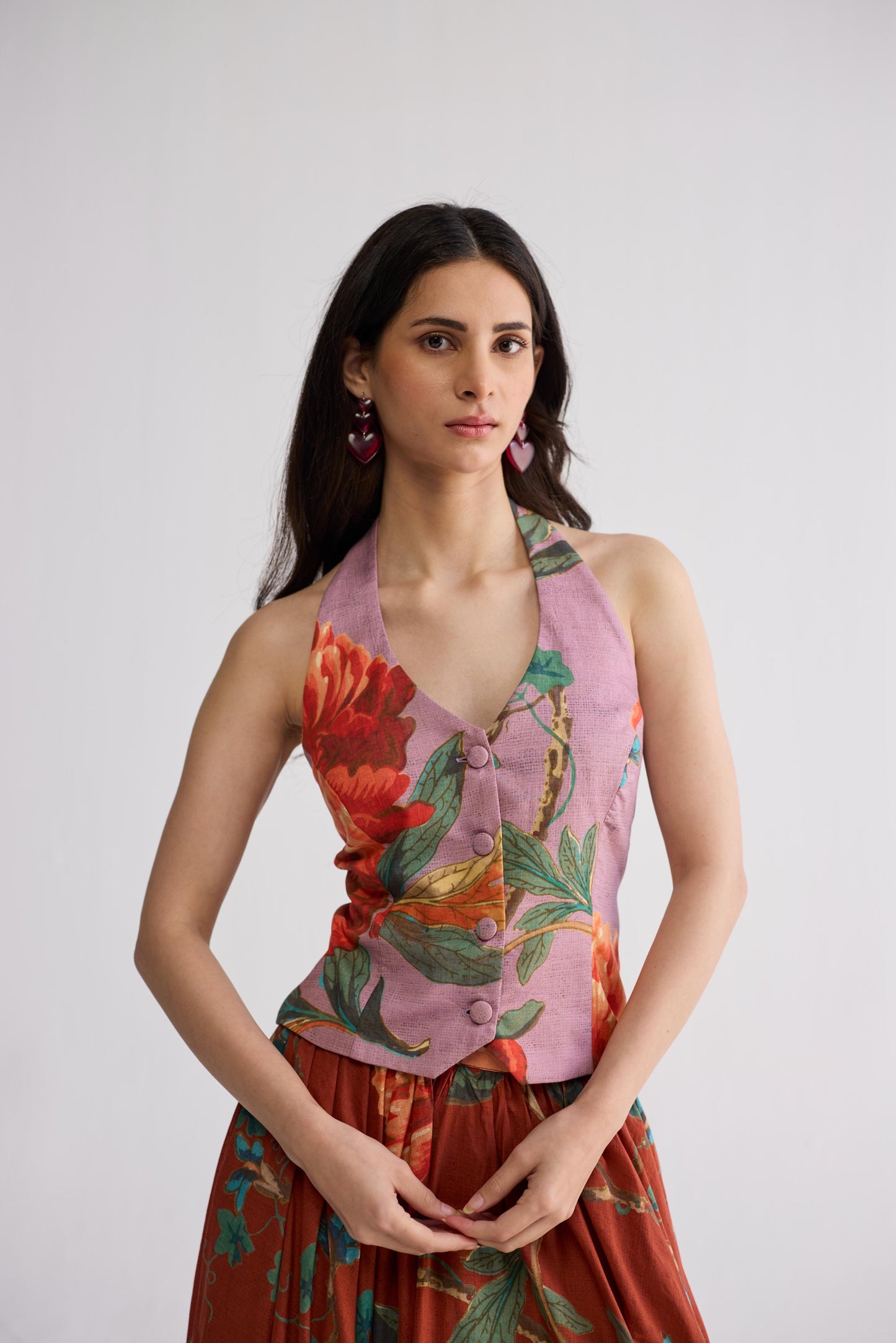 VINE & BERRY HALTERNECK WAISTCOAT & SKIRT SET