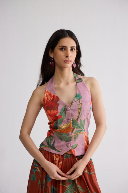 VINE & BERRY HALTERNECK WAISTCOAT & SKIRT SET