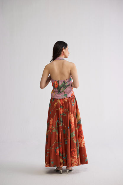 VINE & BERRY HALTERNECK WAISTCOAT & SKIRT SET